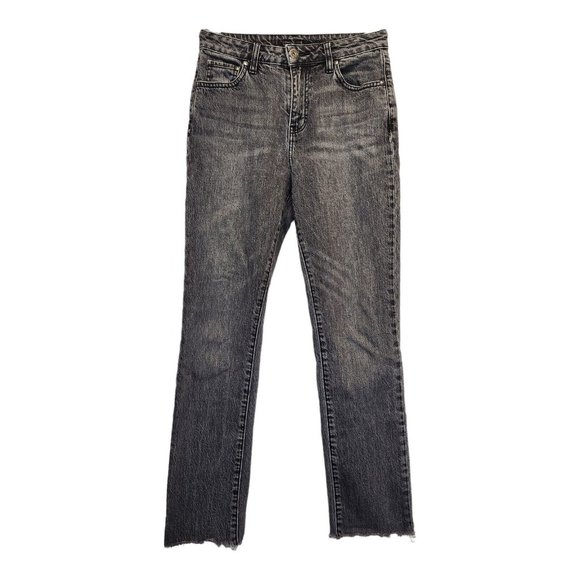 Jag Jeans Women’s Size 2/26 Mid Rise Straight Leg Denim Black Wash Raw Ham Jeans - Picture 1 of 7